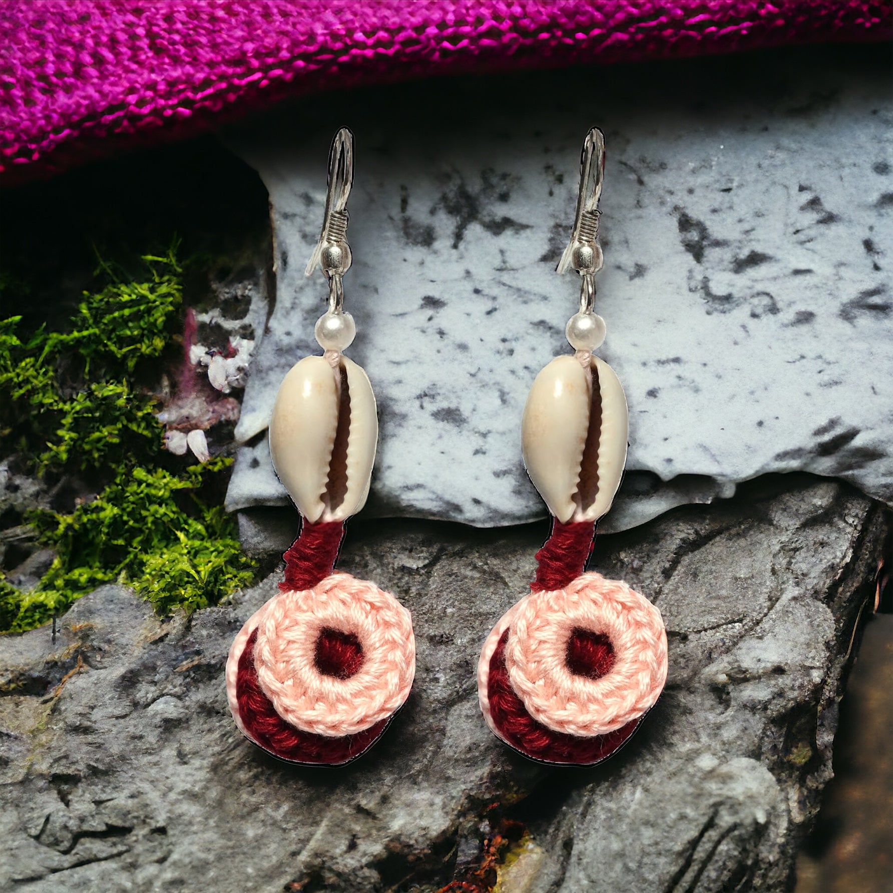 Set of 4 multicolor crochet earrings