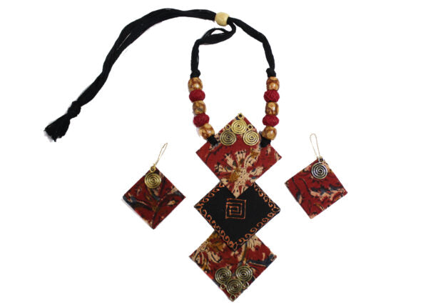 Kalamkari set fabric necklace