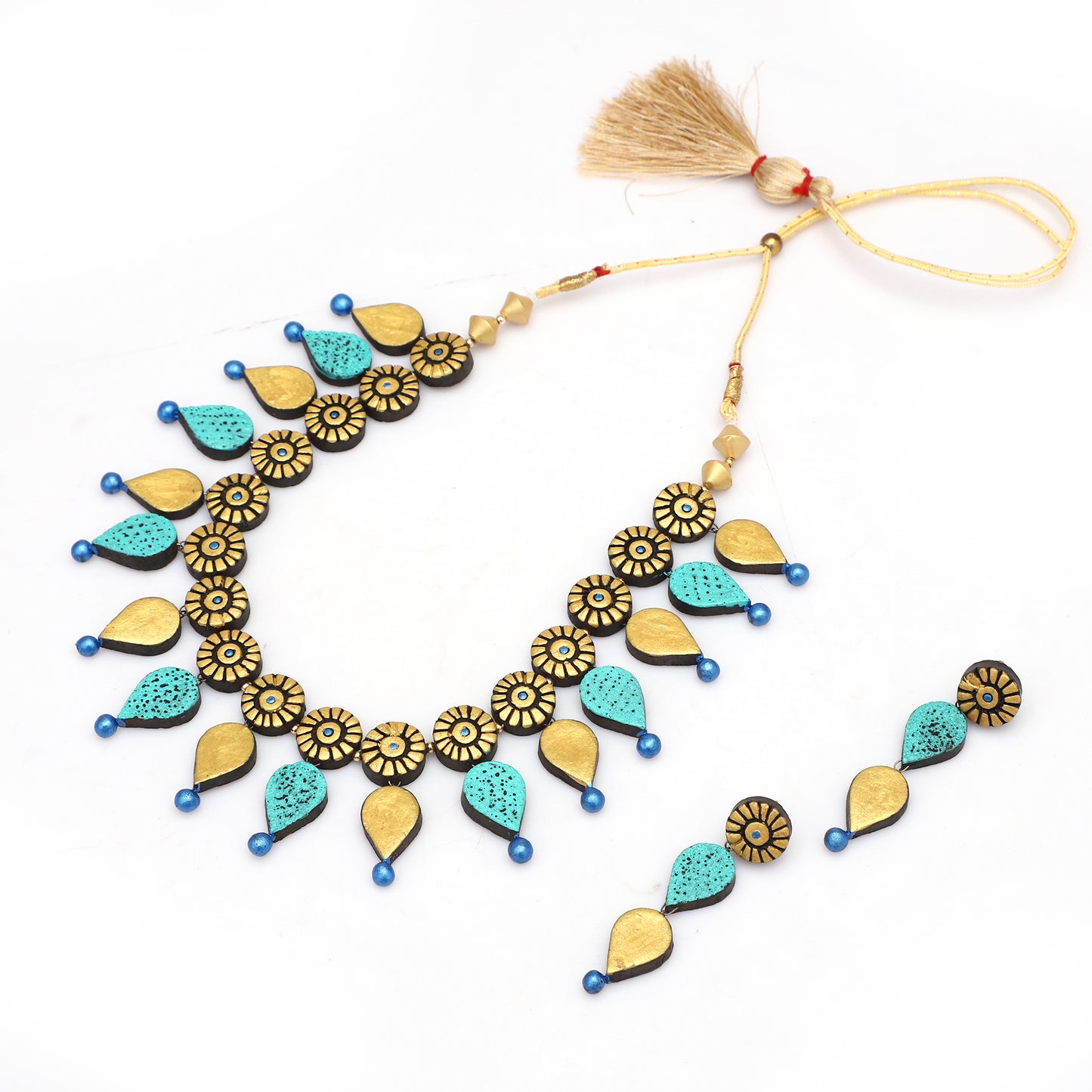 Black and Blue Drop Style Necklace Set