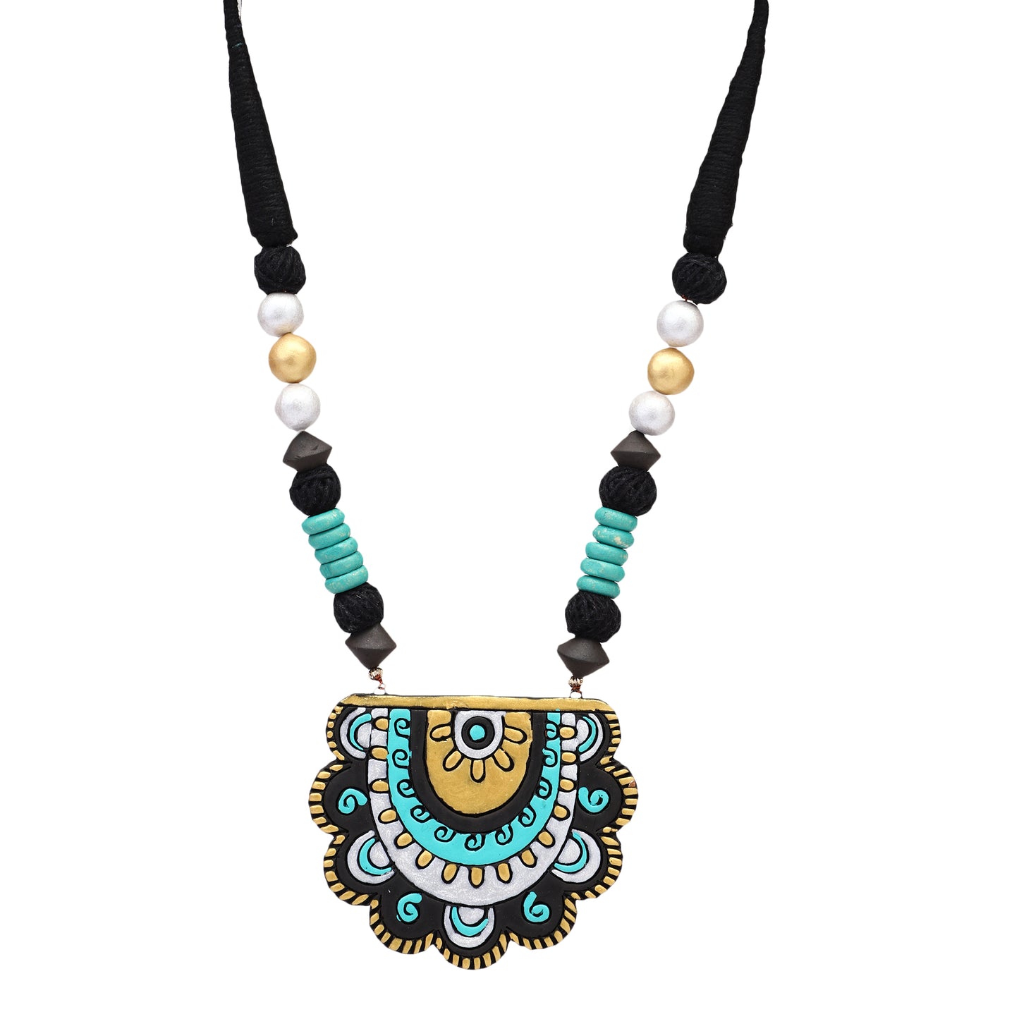 Black And Blue Mandala Style Necklace Set