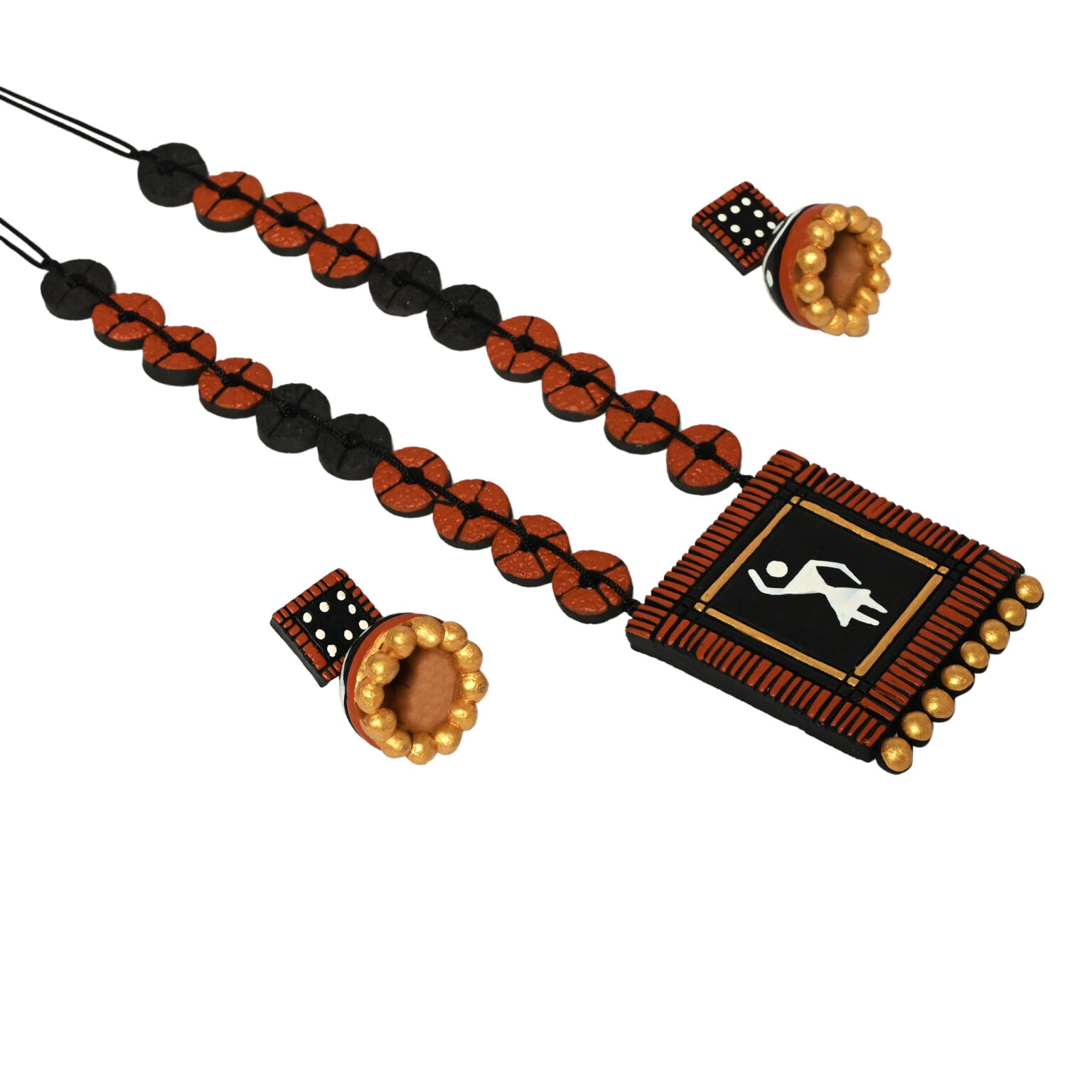 Warli Inspired Terracotta Necklace Set