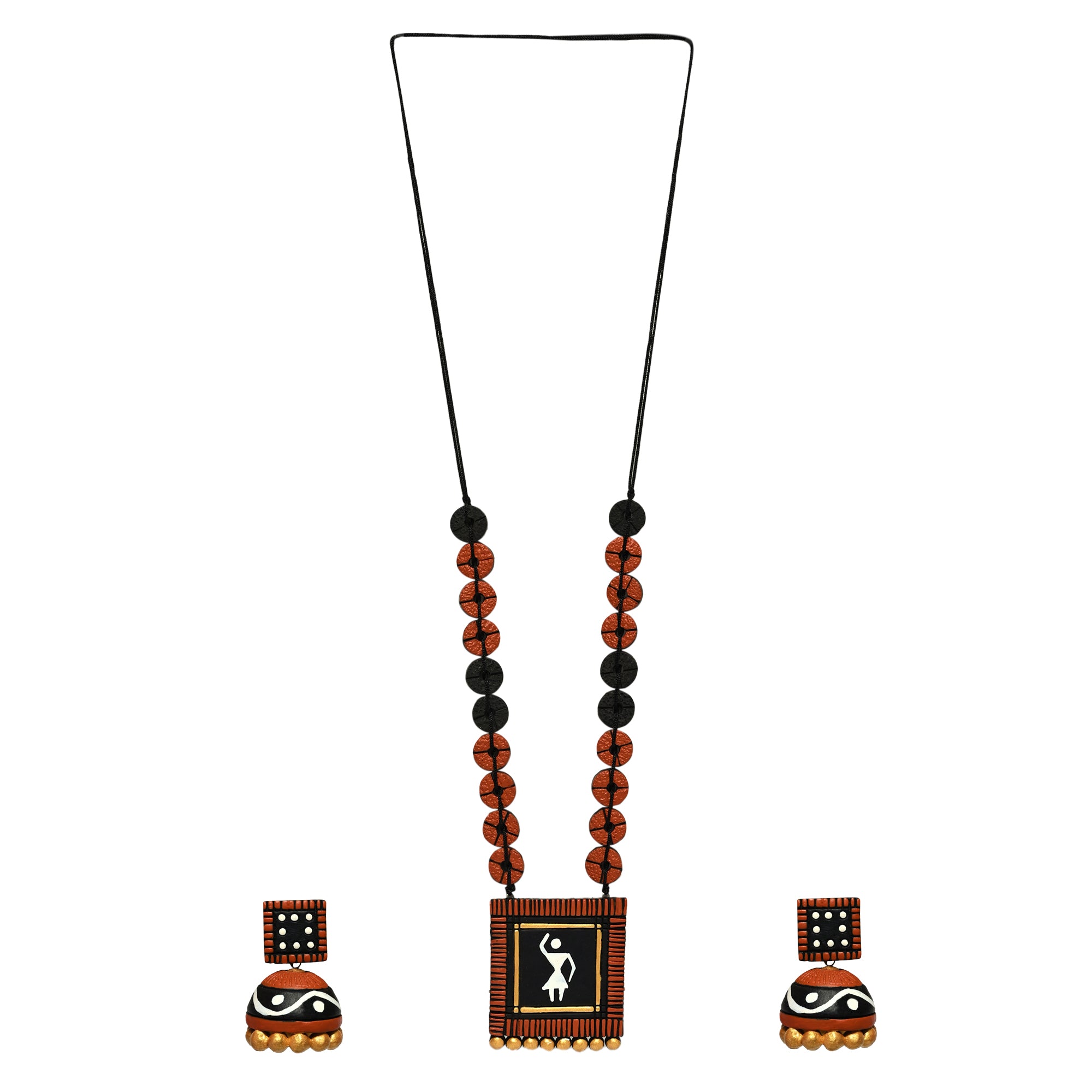 Warli Inspired Terracotta Necklace Set