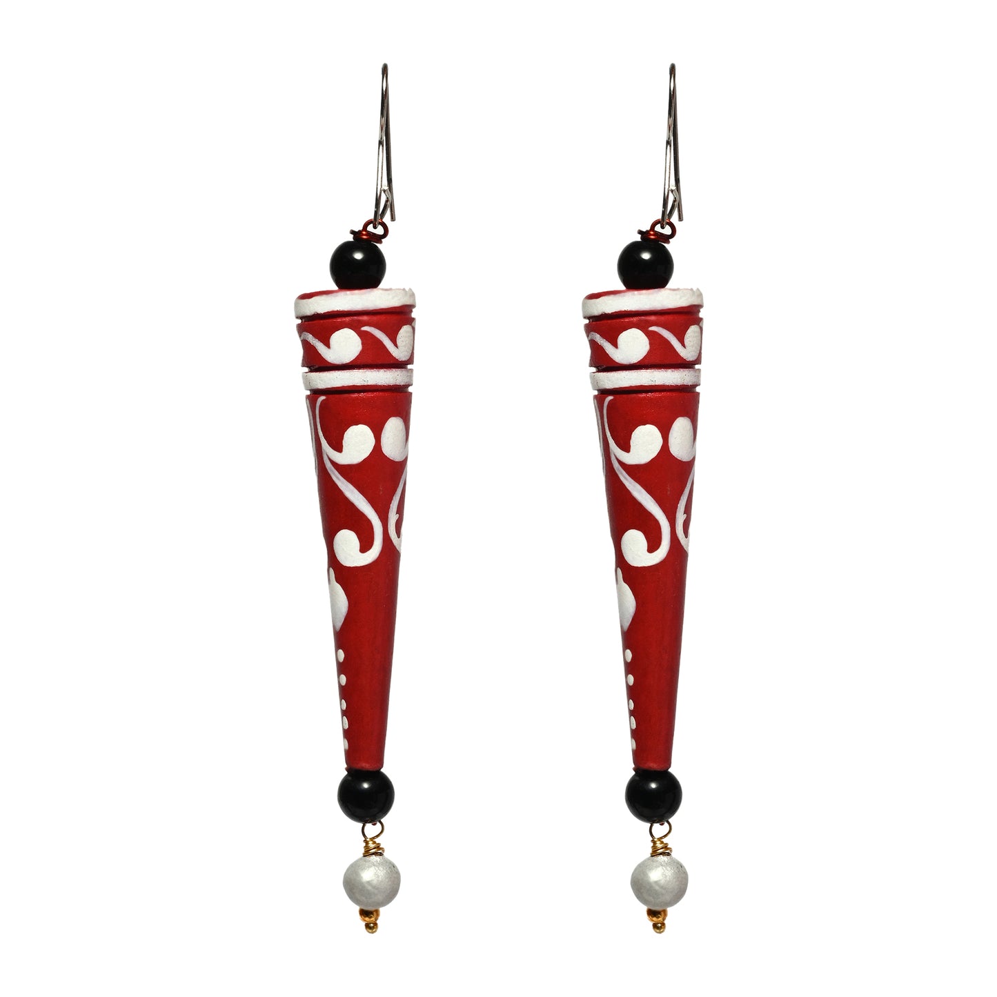 Black And Red Jhumki And Blue Earrings Combo