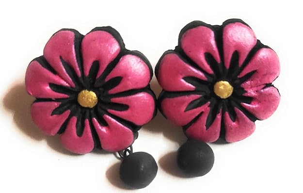 Set of 7 terracotta earrings combo of floral studs