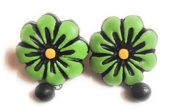 Terracotta floral combo of three pairs of studs