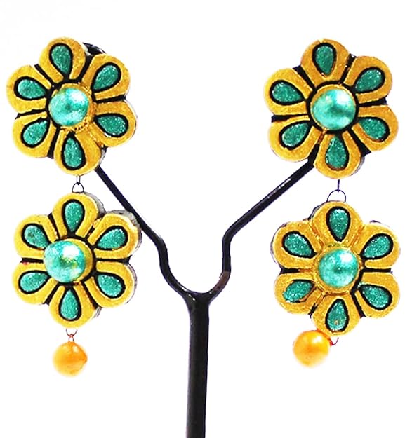 Set of four floral terracotta earrings