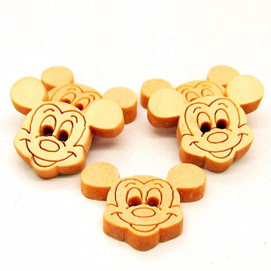 Engraved Mickey Mouse shape Wooden buttons