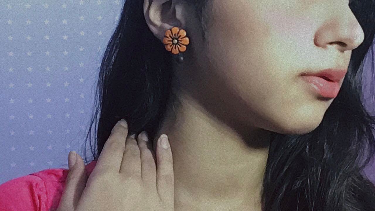 Set of 4 terracotta earrings combo of floral studs