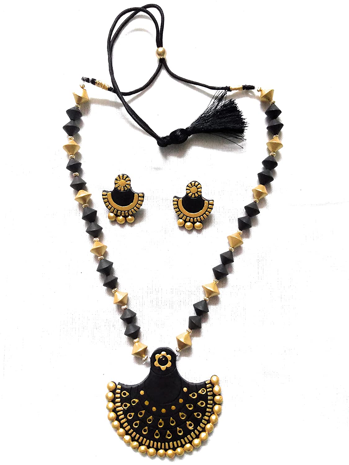 SEMI GOLD Terracotta necklace set