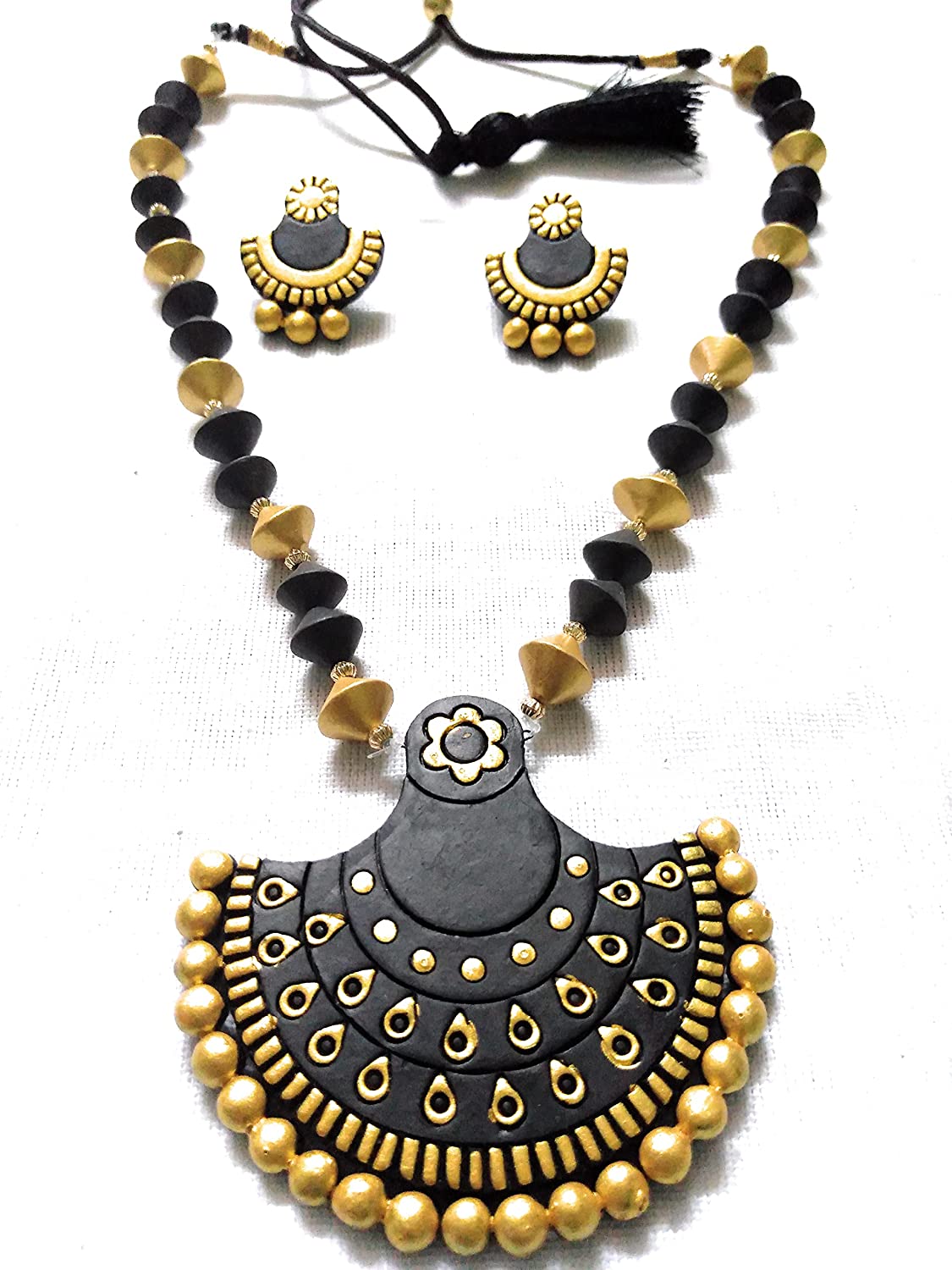 SEMI GOLD Terracotta necklace set