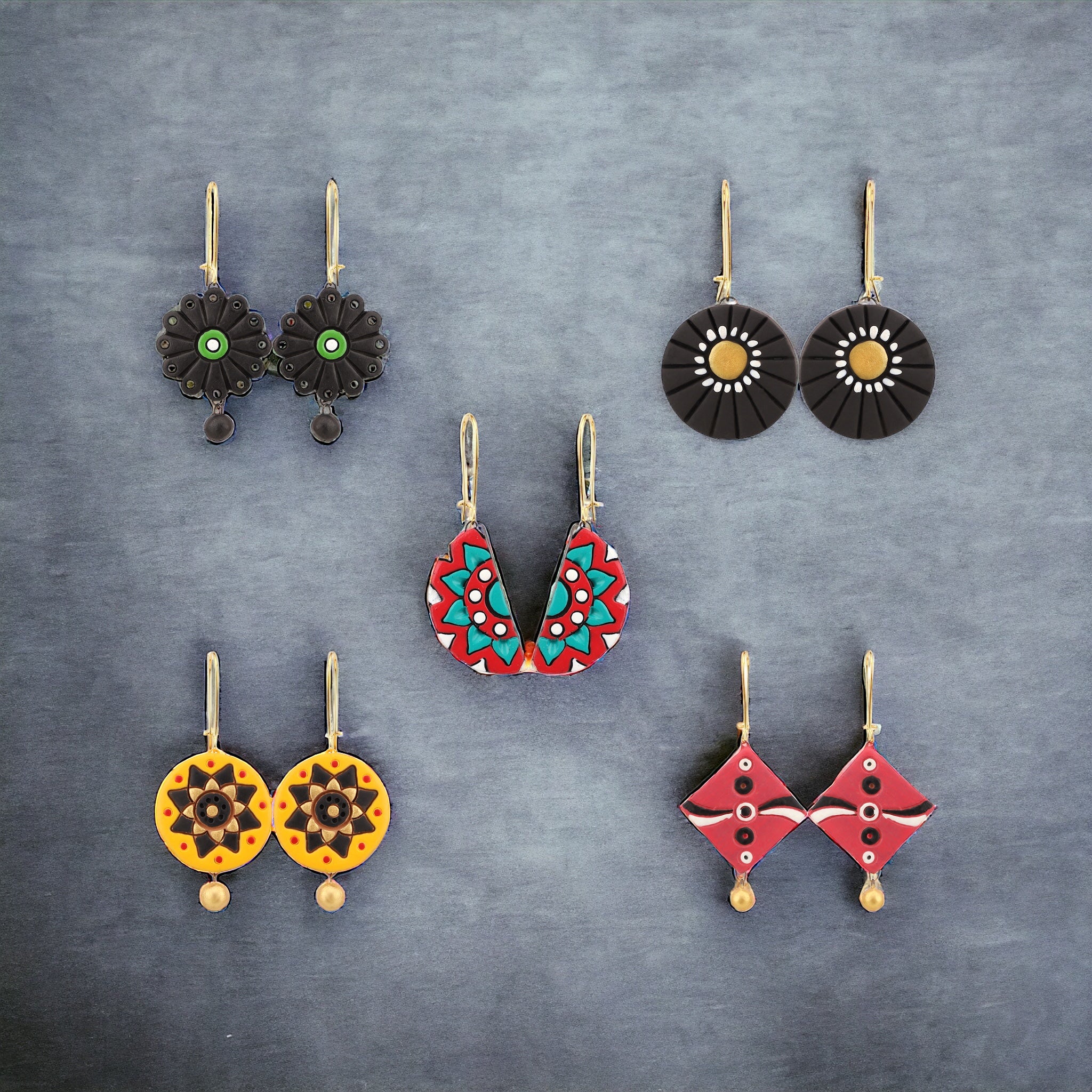 Set of 5 terracotta earrings combo in multicolor