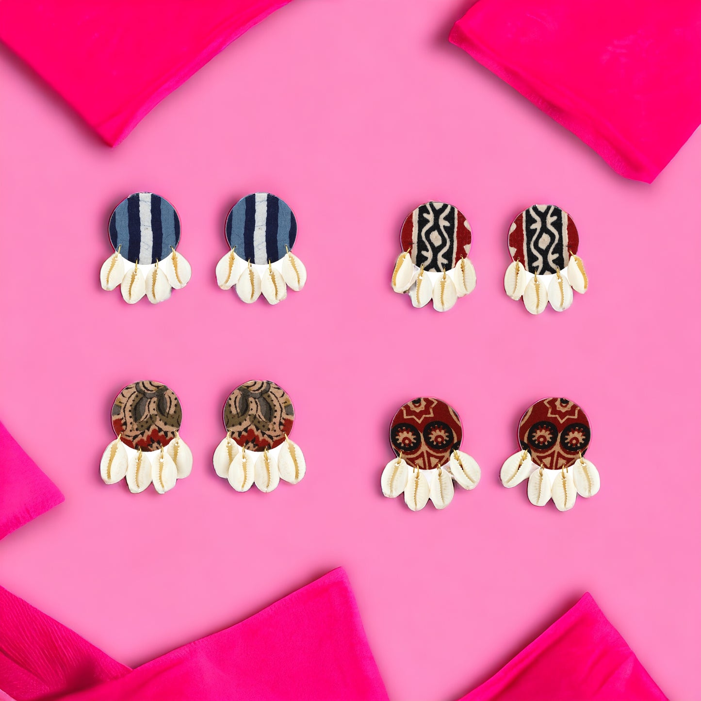 Set of four fabric earrings combo