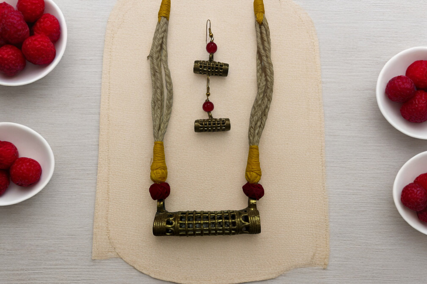 Abstract design Dhokra Necklace set with earrings DK 18