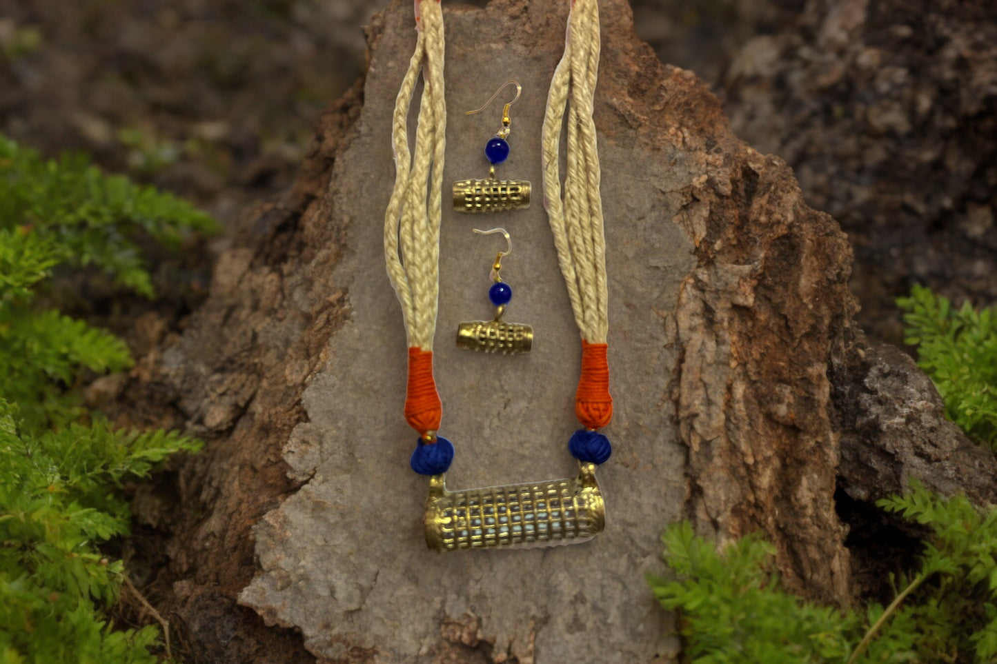 Abstract design Dhokra Necklace set with earrings DK 14