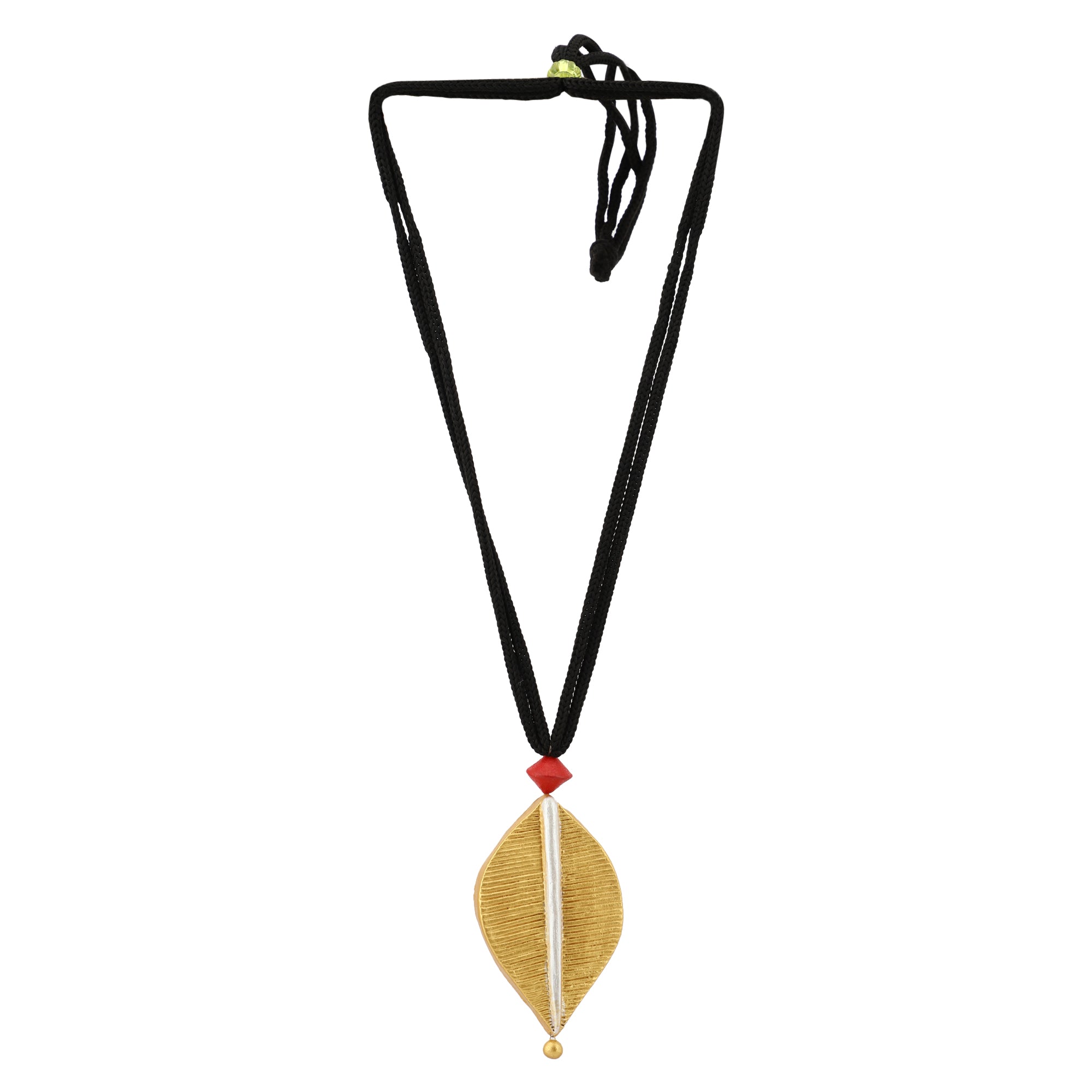 Leaf shape terracotta necklace set - gold