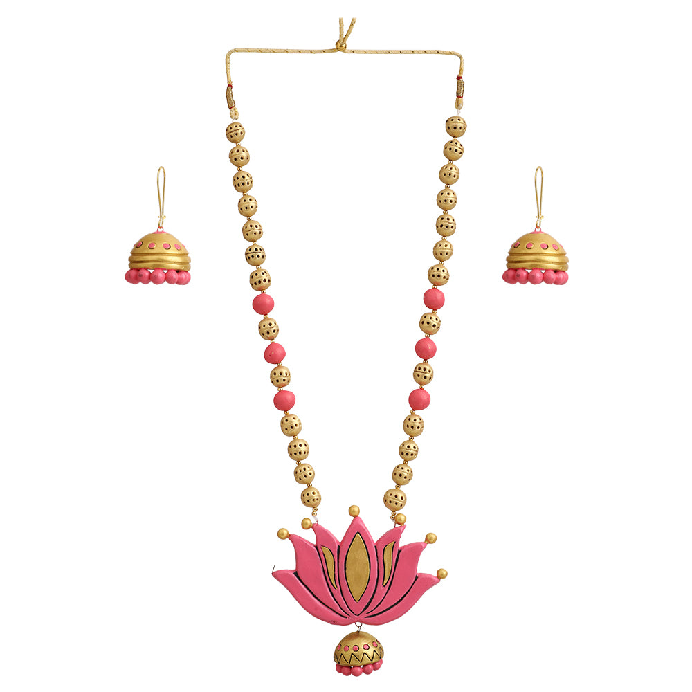 Lotus Inspired terrecotta necklace set