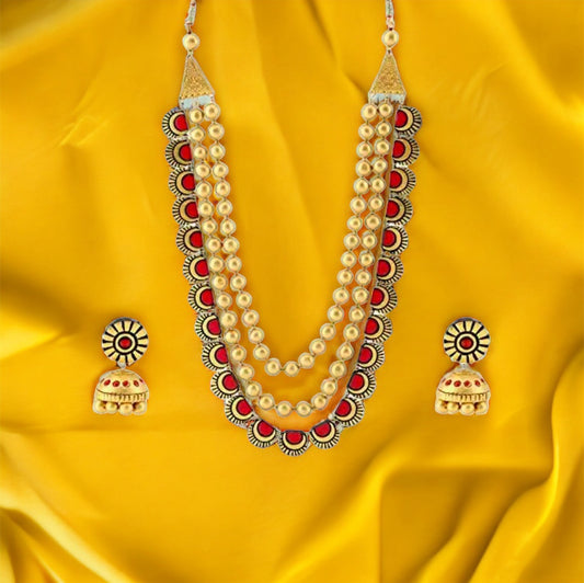 Gold Beads terracotta necklace set