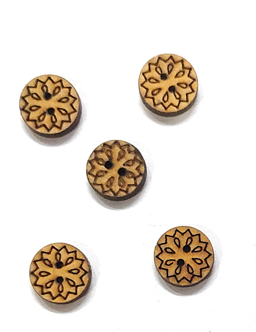 Engraved drop design wooden buttons