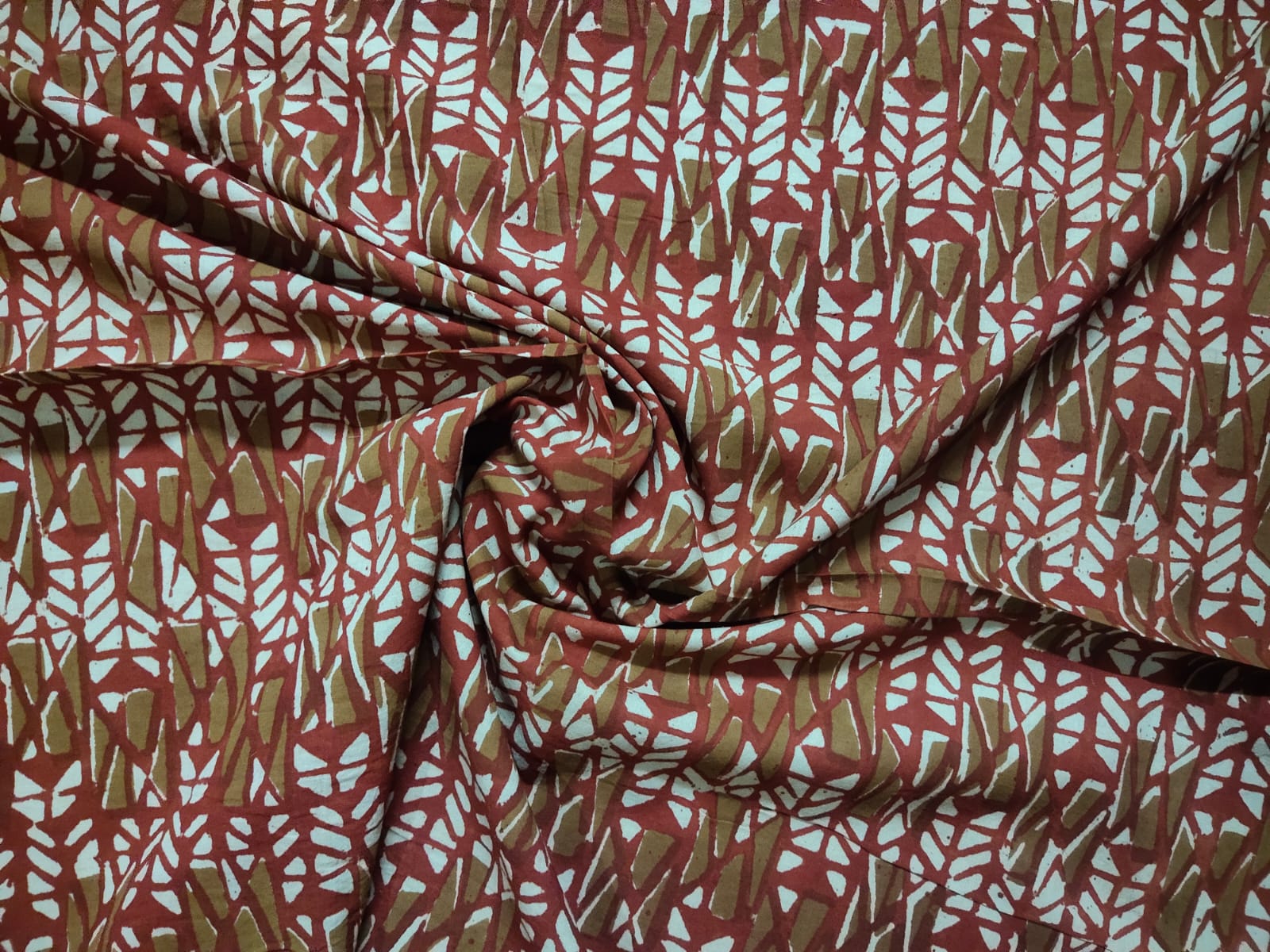 Sanganeri Hand Block Printed fabric abstract design ( per meter)
