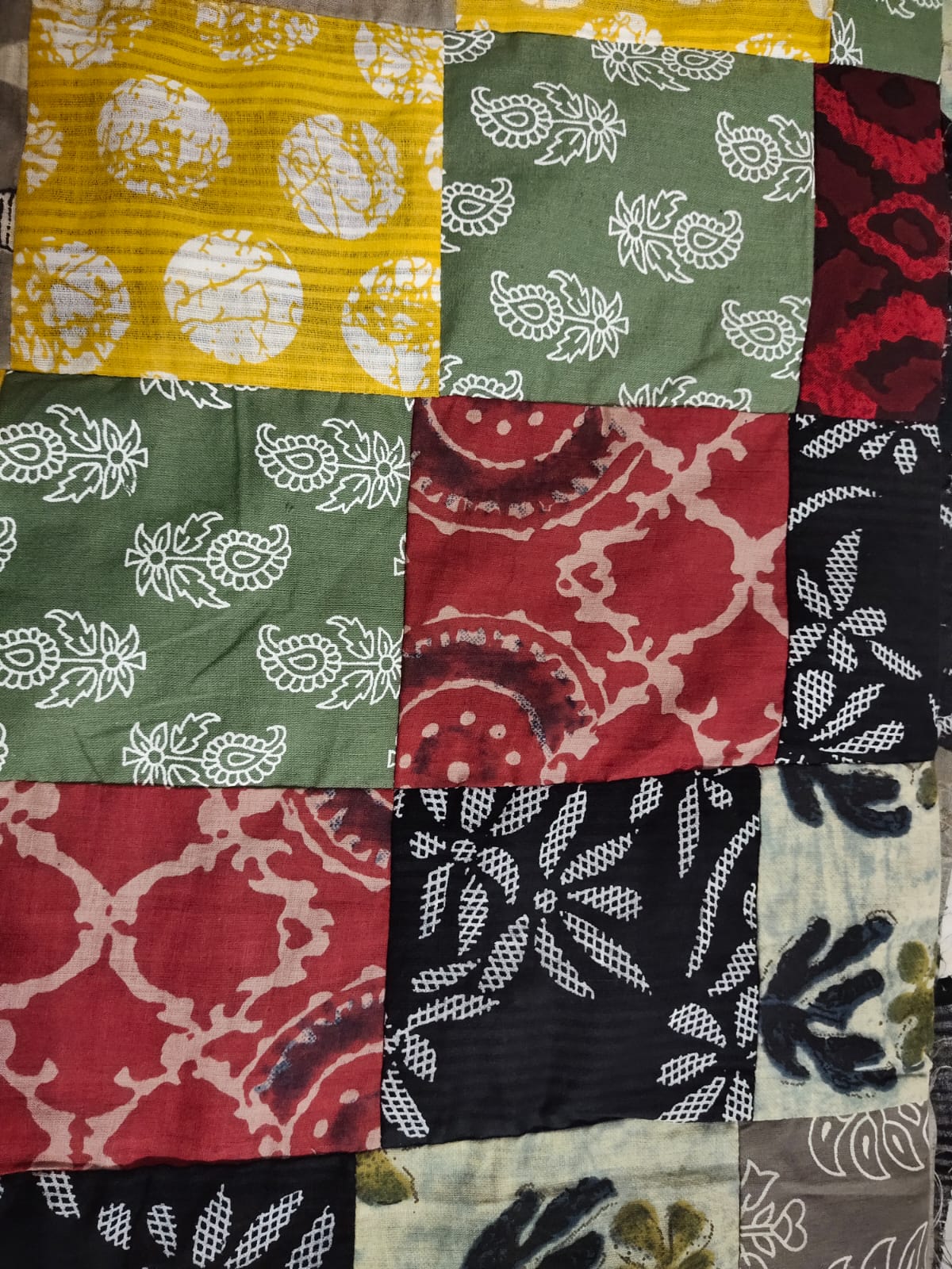 Sanganeri Printed fabric in Patch work design ( per meter)