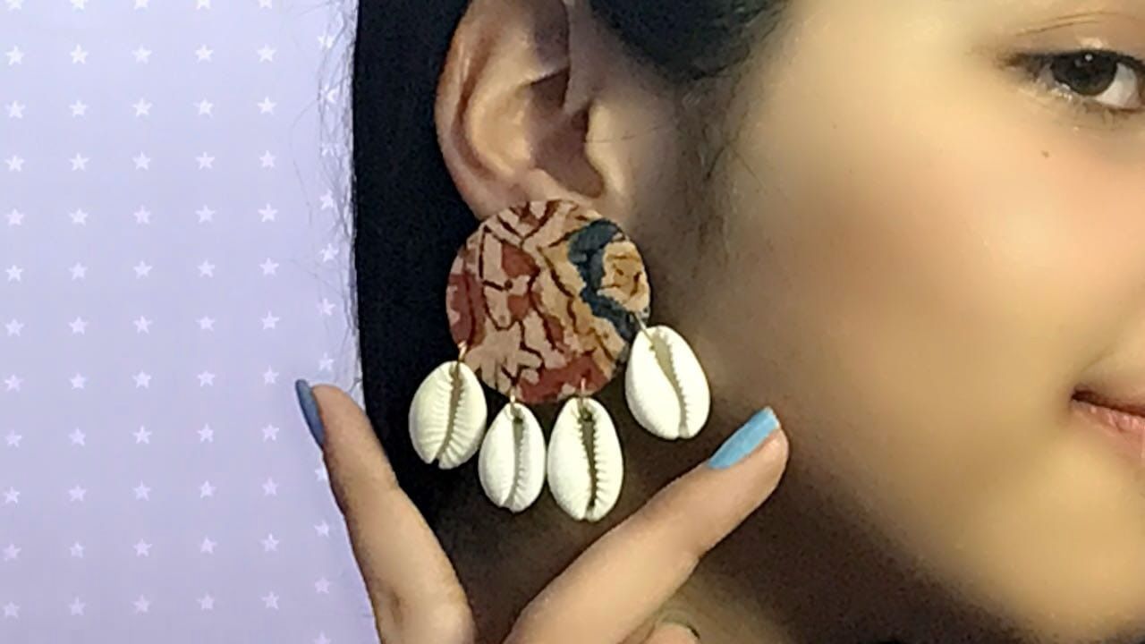 Fabric Earrings Kalamkari