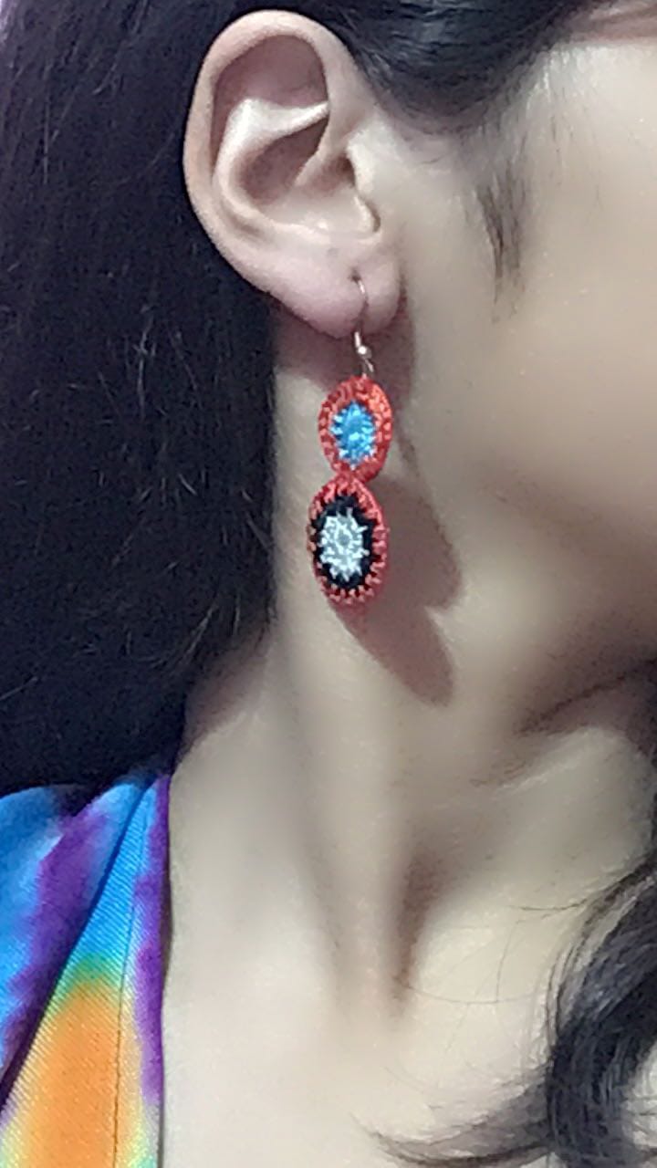 Double rounded shaped Crochet earrings multicolor