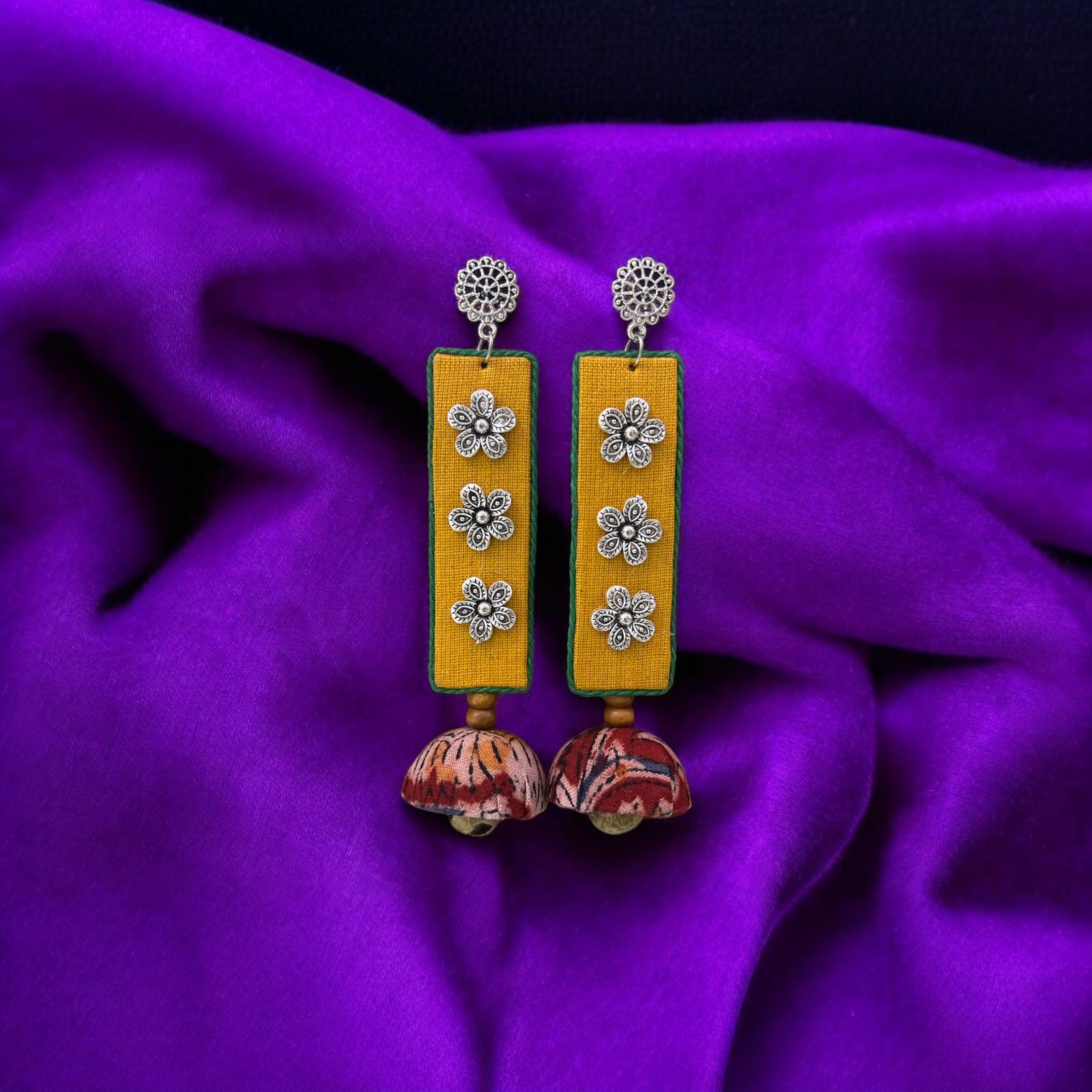 Fabric Earrings long with ghungro