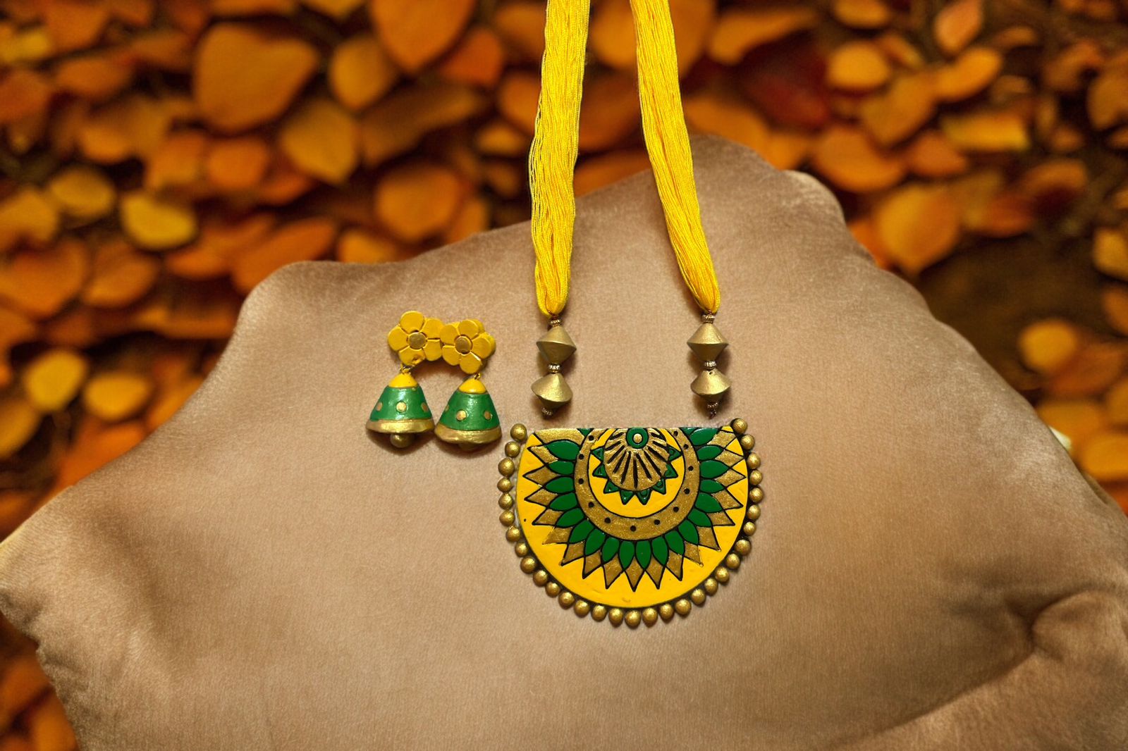 Bright yellow terrecotta necklace set