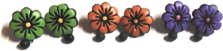 Terracotta floral combo of three pairs of studs