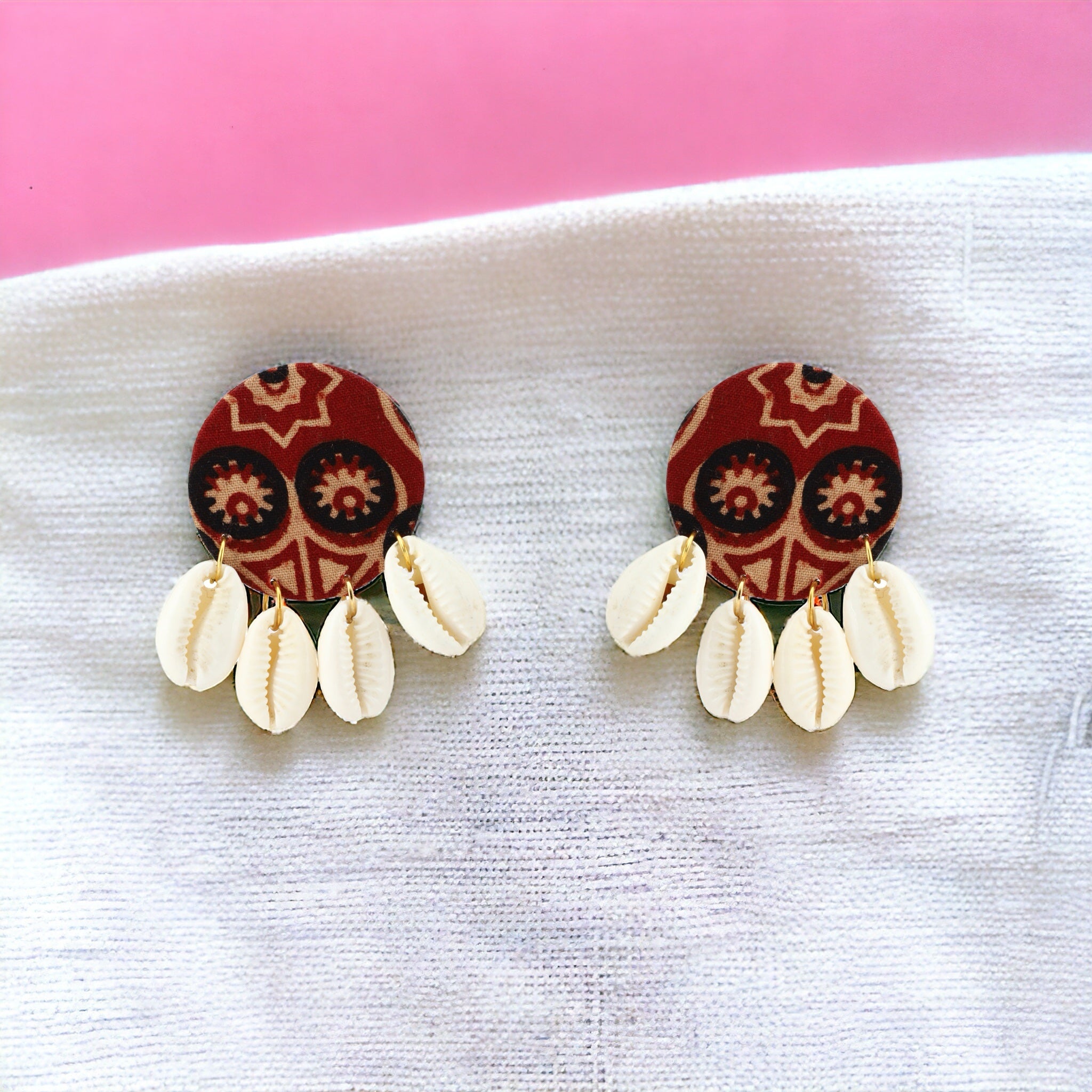 Fabric Earrings sanganeri print