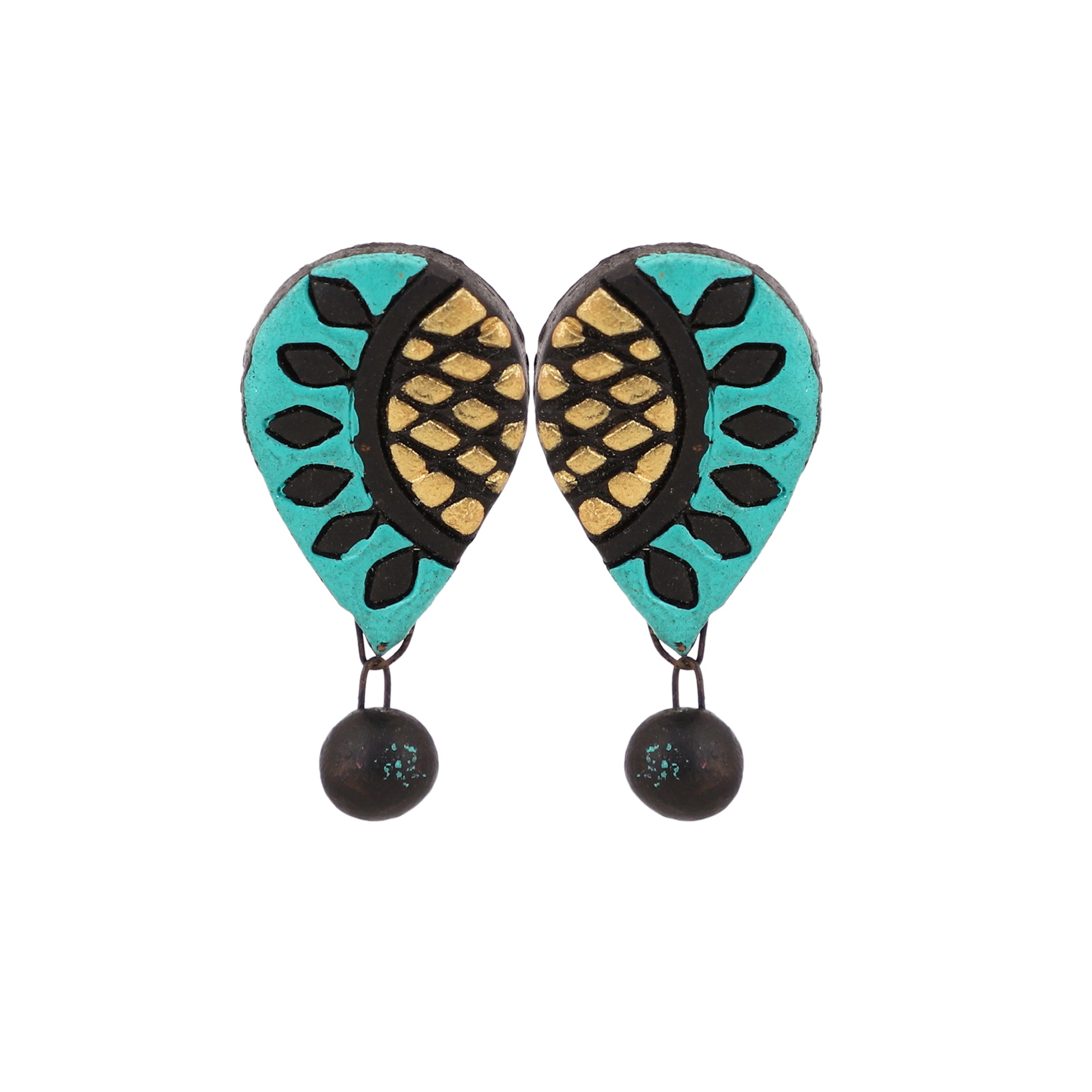 Set of 4 terracotta earrings combo of multicolor studs