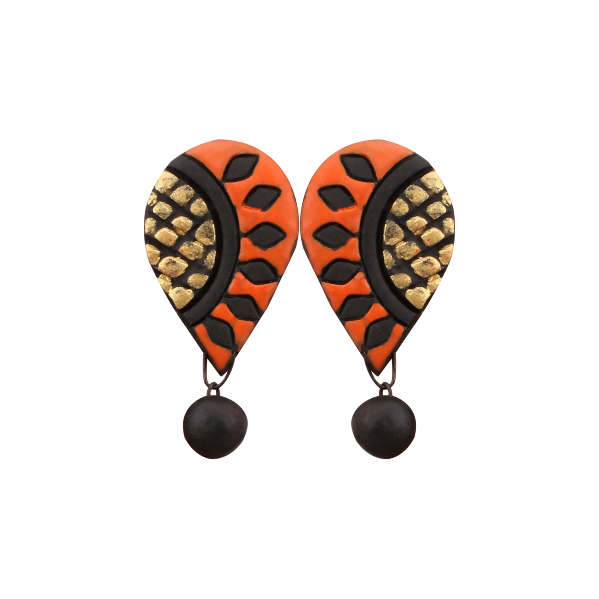 Set of 4 terracotta earrings combo of multicolor studs